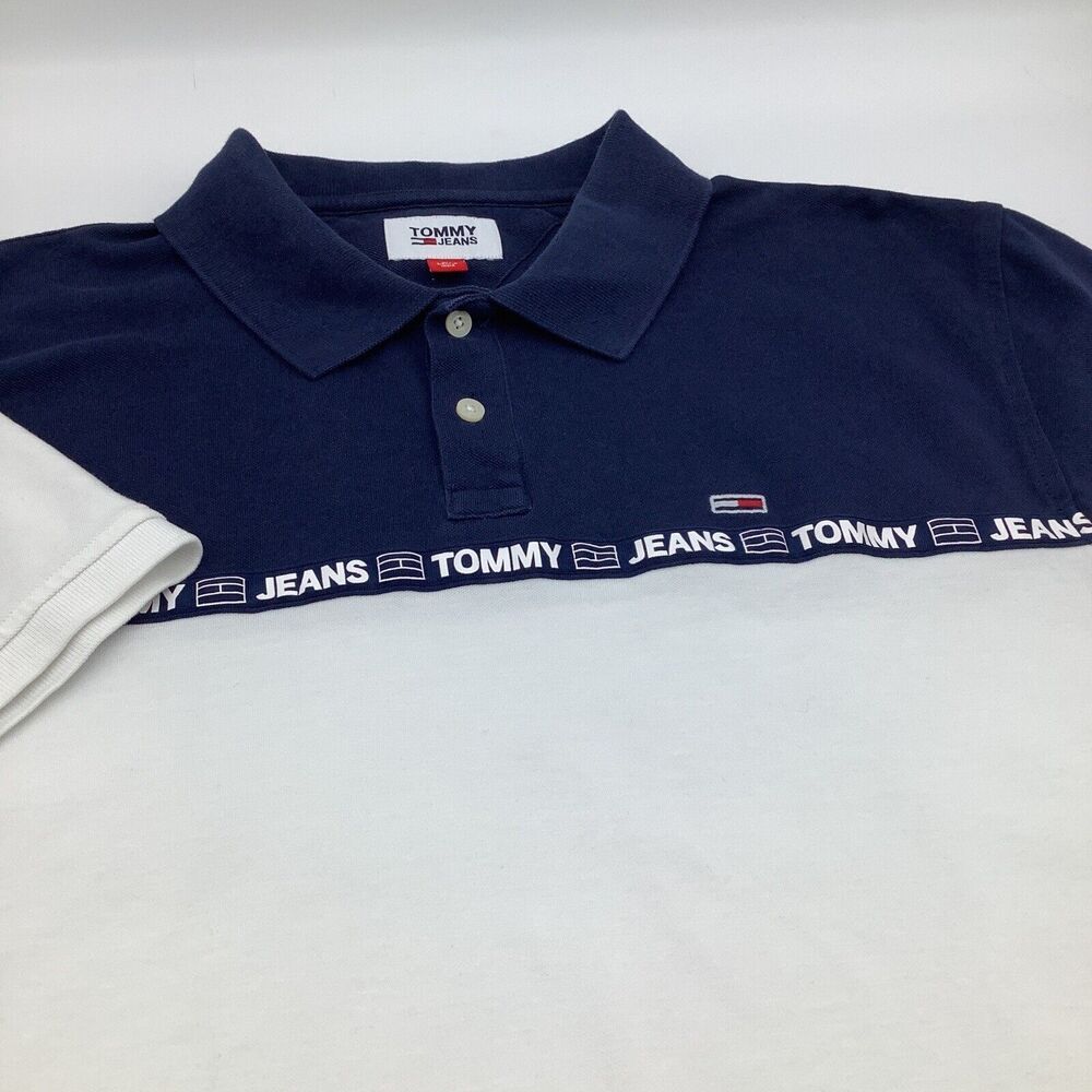 Tommy Jeans Mens‎ Short Sleeve Colorblock Polo Size XL